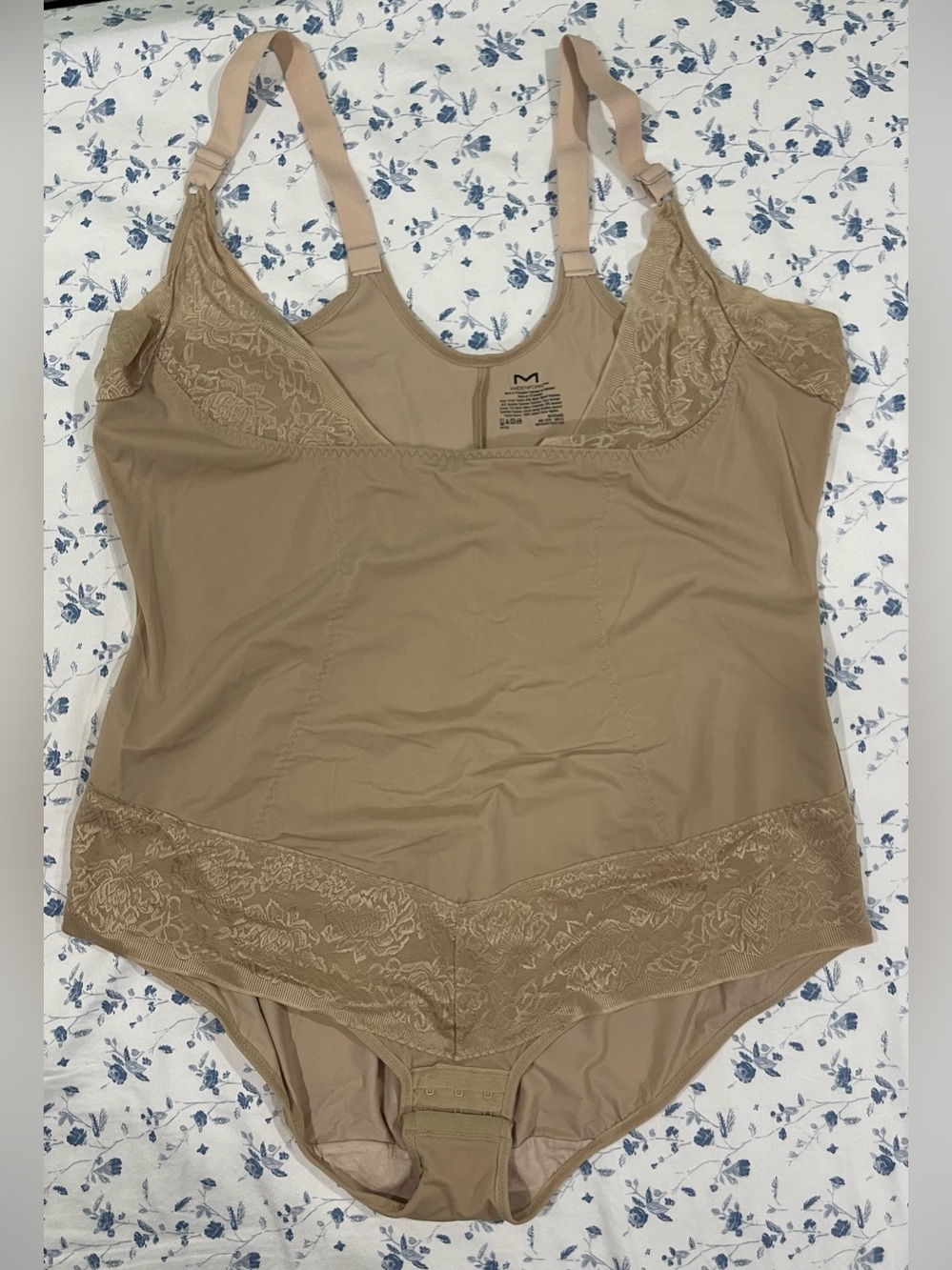 Maidenform Beige Lace-Trim Shaping Bodysuit